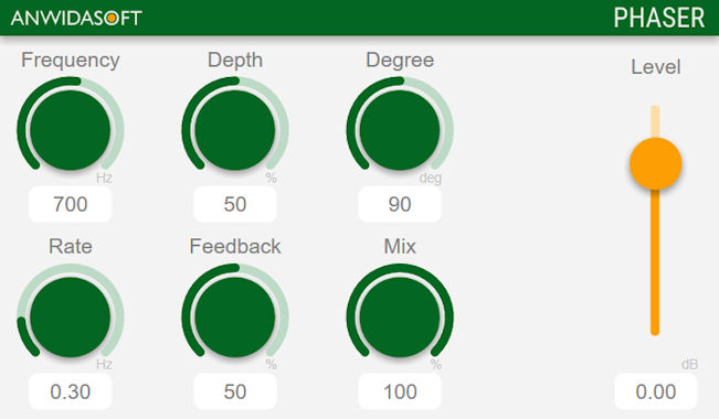 ANWIDA Soft VST, AU Phaser plugin for Windows and macOS