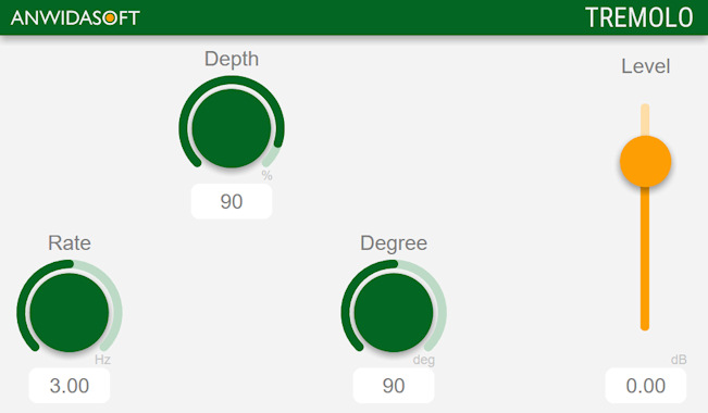 ANWIDA Soft VST, AU Tremolo plugin for Windows and macOS