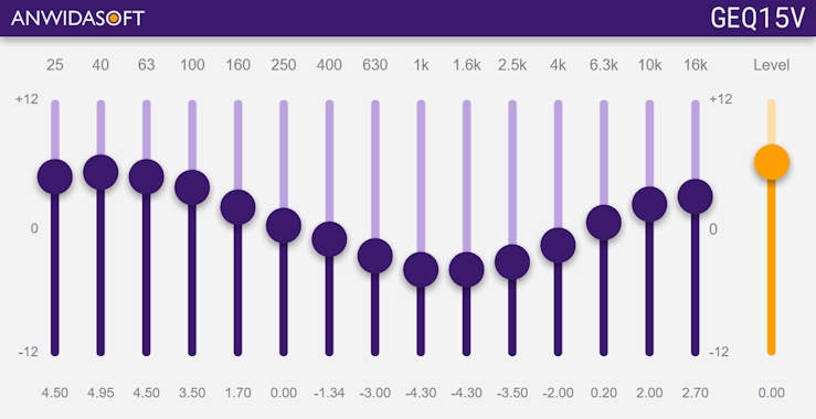 GEQ15V - Band Equalizer Plugin (VST, AU) - ANWIDA Soft