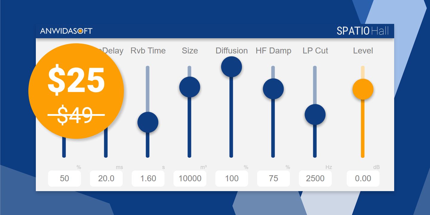 SPATIO Hall Reverb Plugin (VST, VST3, AU)