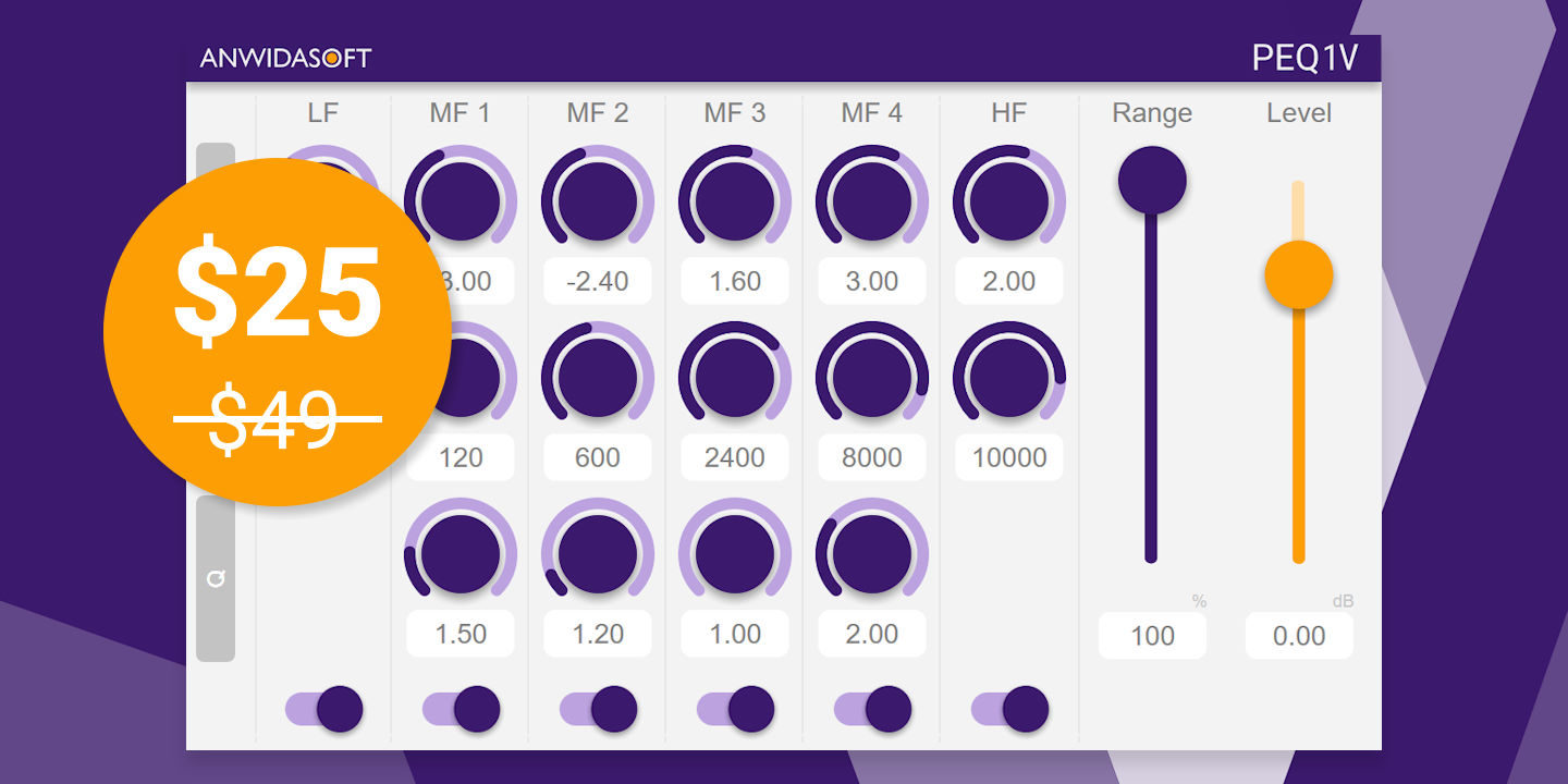 PEQ1V-$25 PEQ1V is a VST AU Parametric EQ plugin
