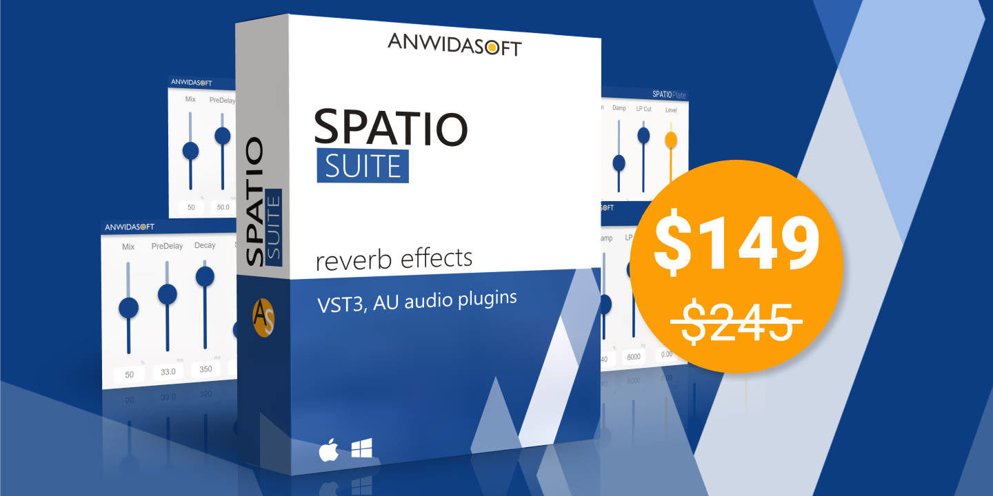 SPATIOSuite-$149 AU VST Reverb Plugins - Room, Hall, Inverse, Gate, Plate